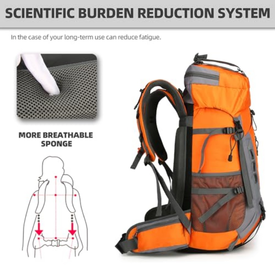 60L Hiking Backpack for Men an - Rain Cover Backpack ulasan dan harga
