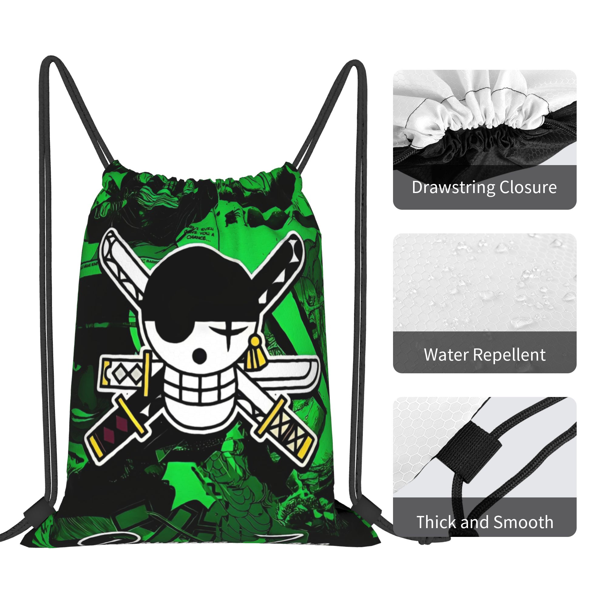 One Piece Zoro Skull Backpack  - Drawstring Gym Bag ulasan dan harga