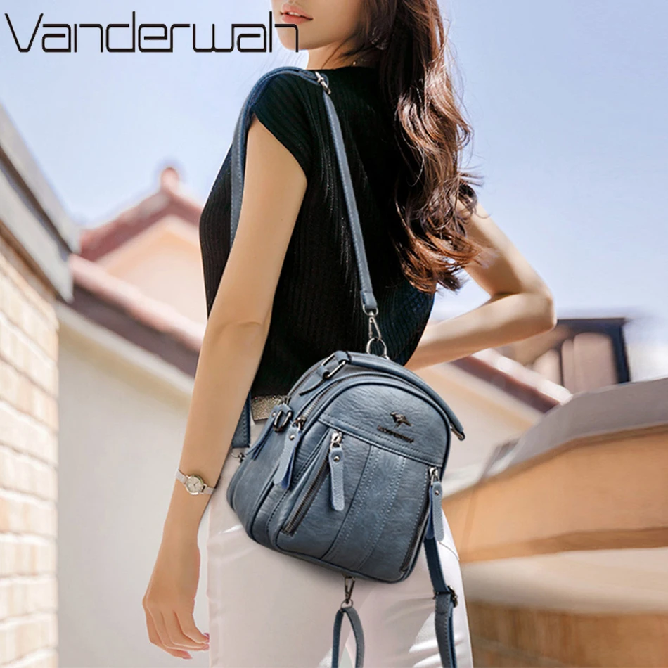4 In 1 Leather Backpacks Multi - Leather Backpack Vintage ulasan dan harga
