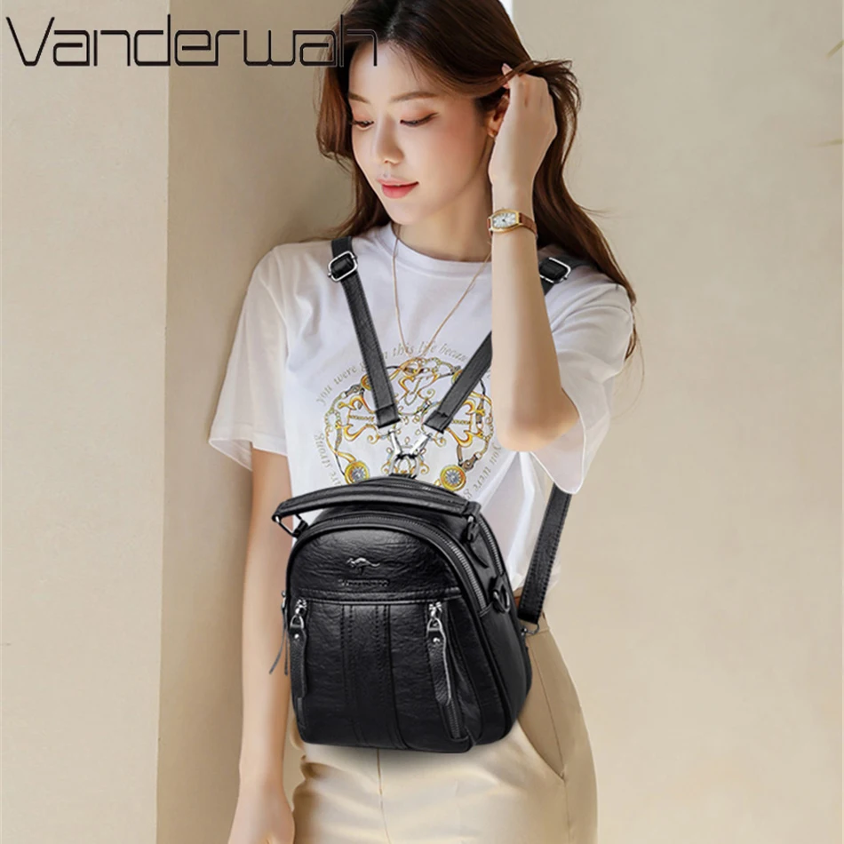 4 In 1 Leather Backpacks Multi - Leather Backpack Vintage ulasan dan harga