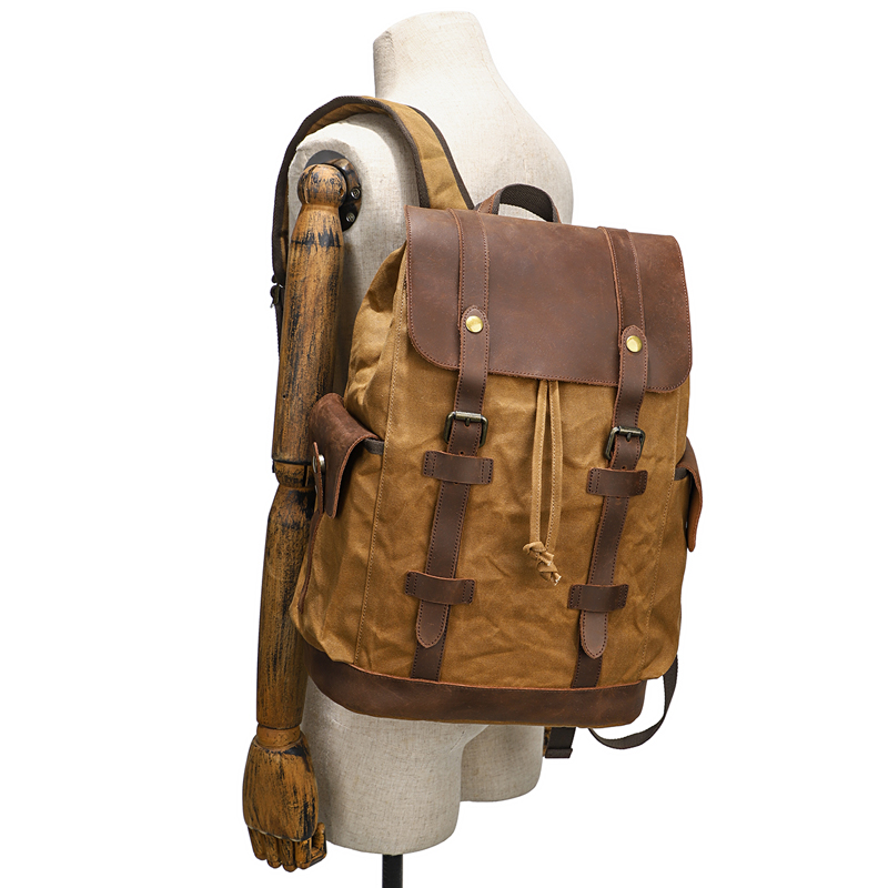 Men's Backpack Vintage Waxed C - Leather Backpack Vintage ulasan dan harga