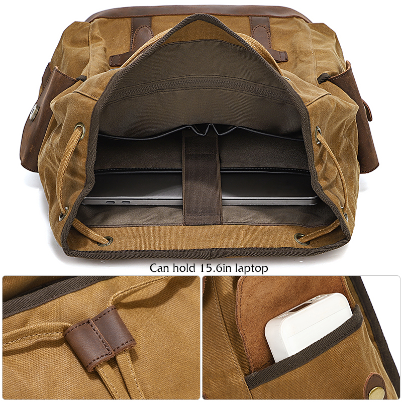 Men's Backpack Vintage Waxed C - Leather Backpack Vintage ulasan dan harga
