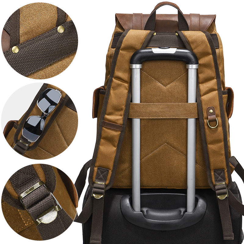 Men's Backpack Vintage Waxed C - Leather Backpack Vintage ulasan dan harga