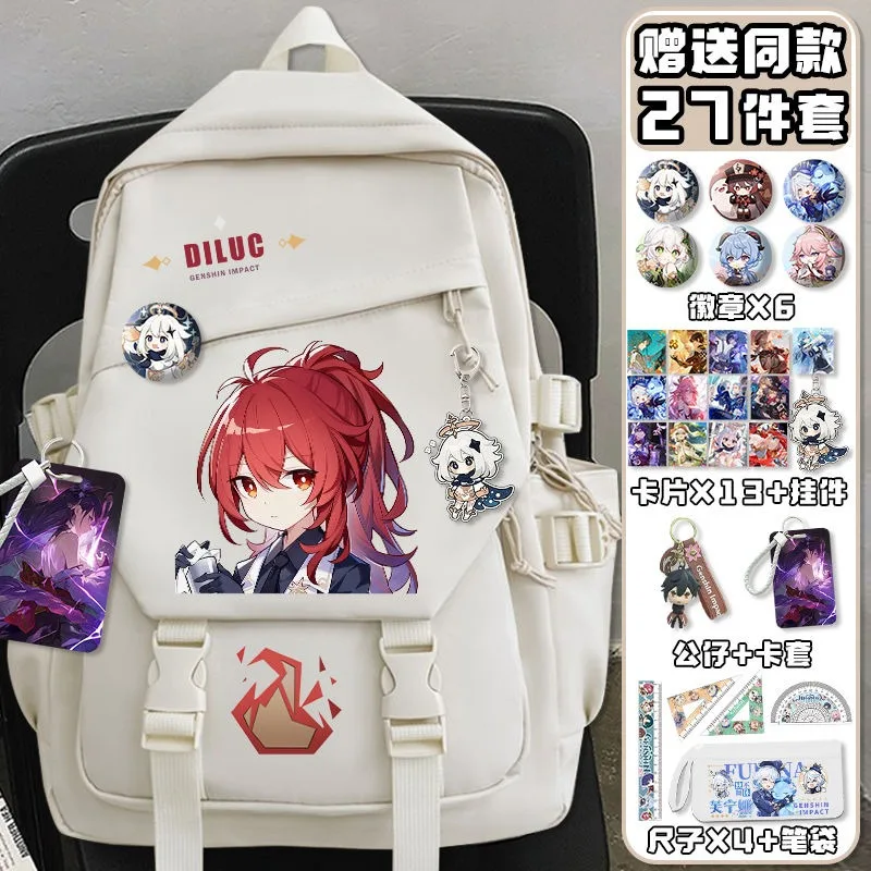 Black White, Genshin Impact, S - School Backpack Teen ulasan dan harga