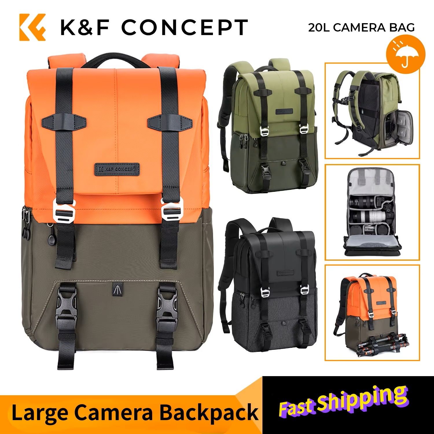 K&F CONCEPT Camera Backpack Tr - Rain Cover Backpack ulasan dan harga