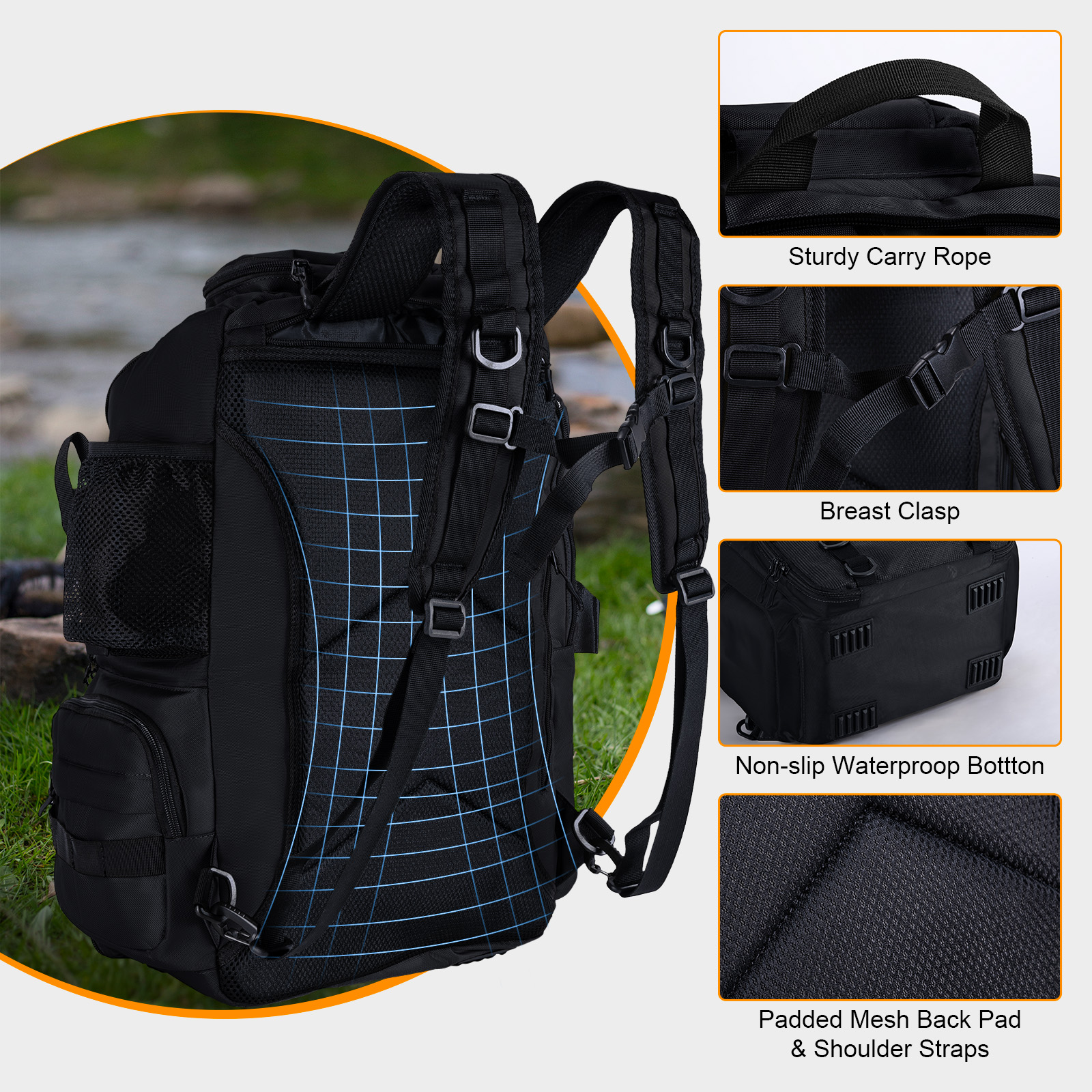 Goture Fishing Bag with Rod Ho - Backpack Insert Organizer ulasan dan harga
