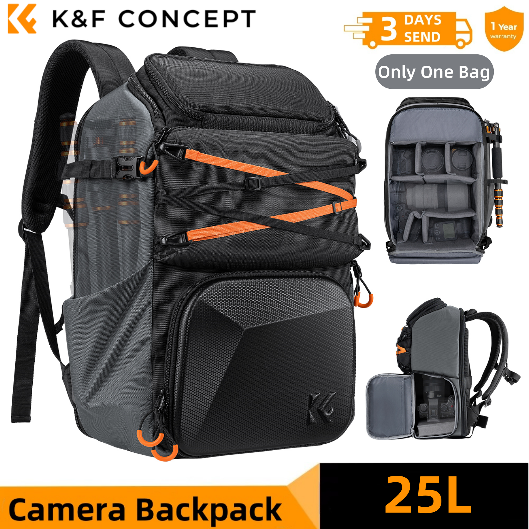 K&F CONCEPT 25L Outdoor Camera - Rain Cover Backpack ulasan dan harga