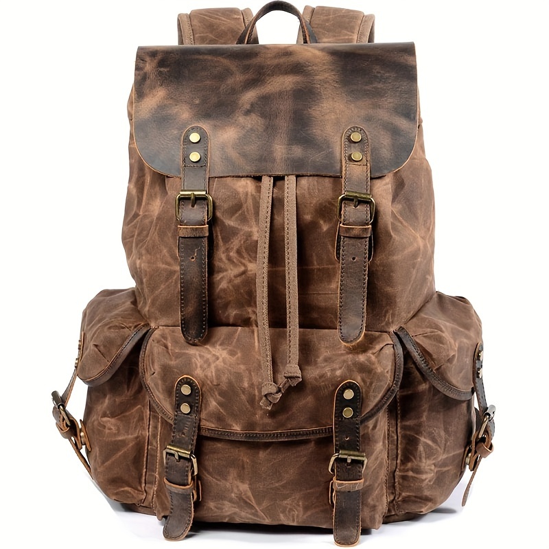 Vintage Men'S Leather Backpack - Canvas Backpack Casual ulasan dan harga