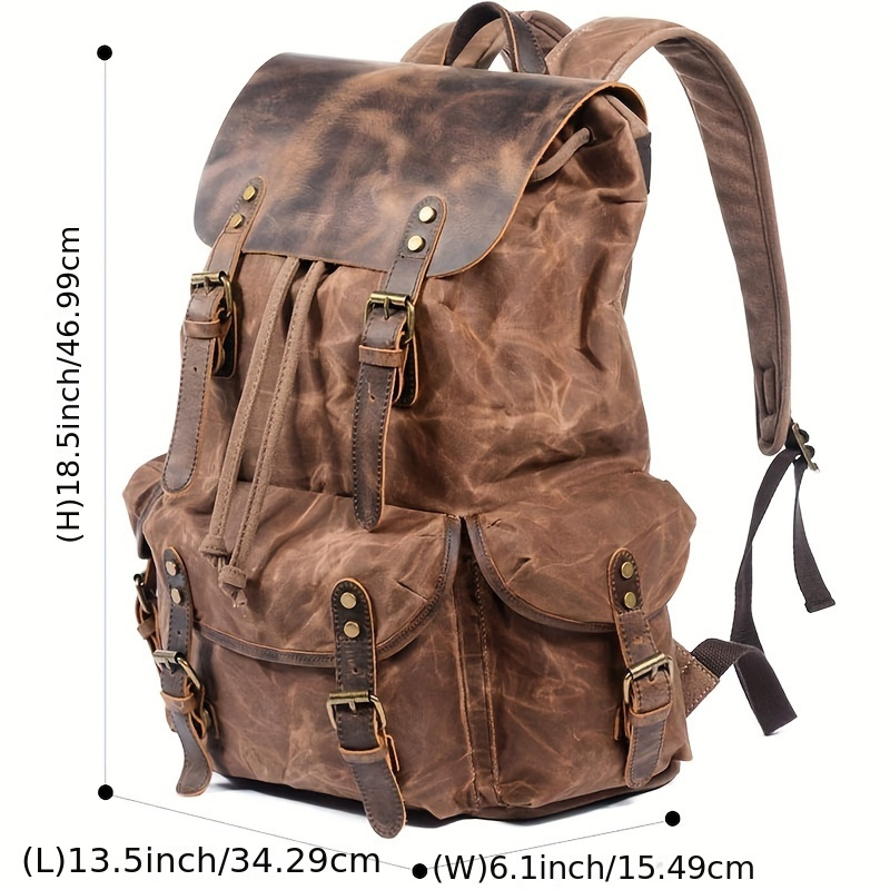 Vintage Men'S Leather Backpack - Canvas Backpack Casual ulasan dan harga