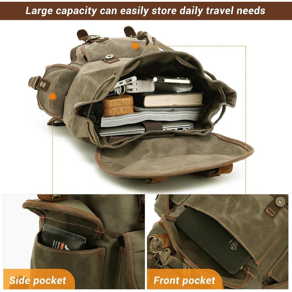 Vintage Canvas Leather Backpac - Leather Backpack Vintage ulasan dan harga