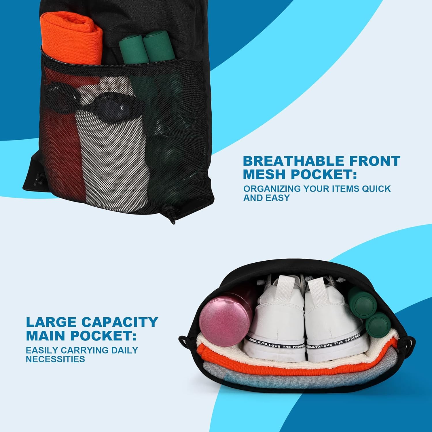 TILYMOL Drawstring Backpack Gy - Drawstring Gym Bag ulasan dan harga