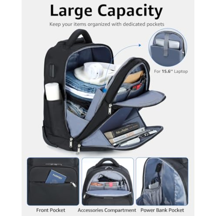 Rolling Backpack 30L Travel La - Laptop Backpack 15.6 ulasan dan harga