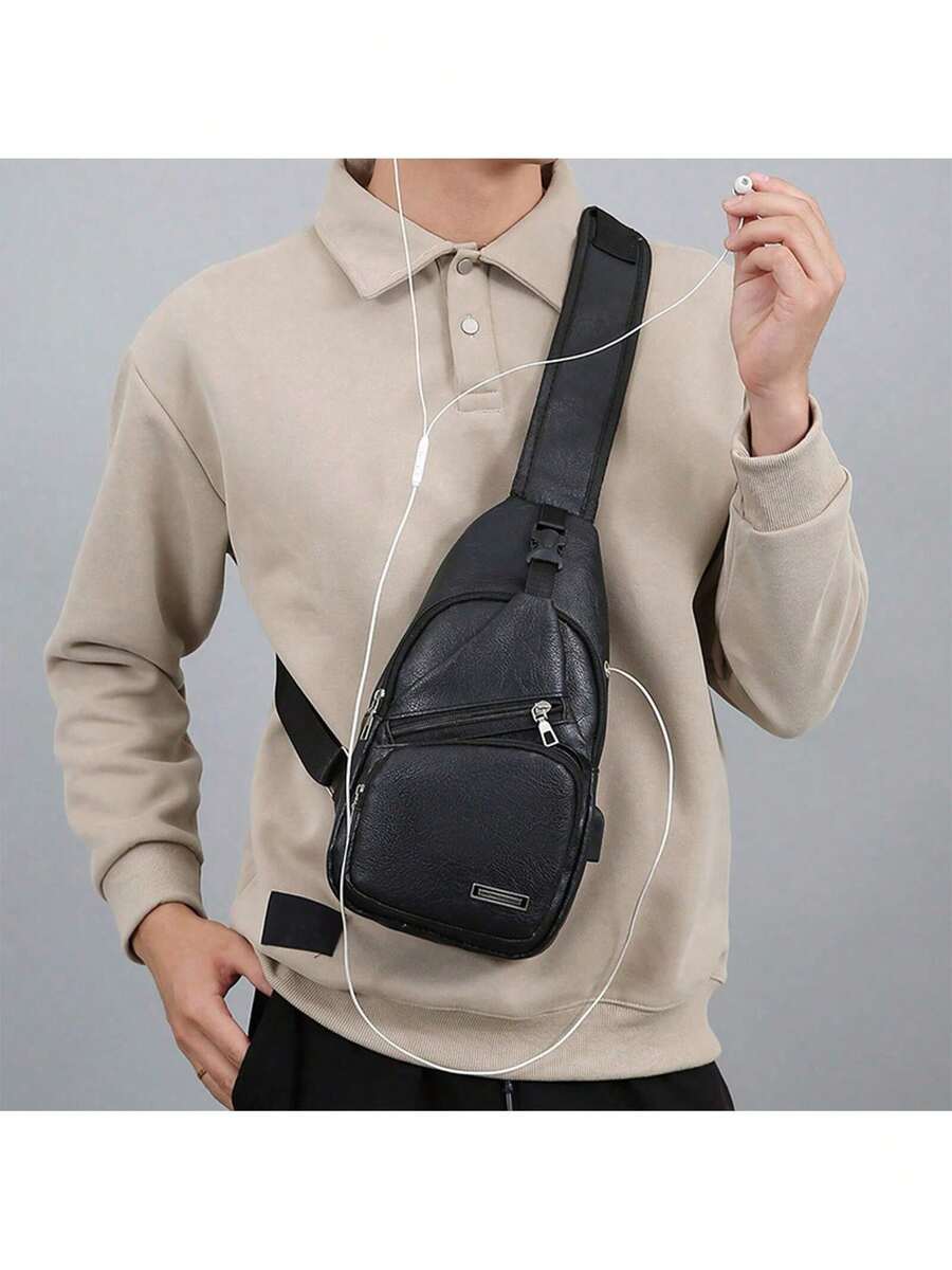 Mens PU Leather Sling Bag With - Sling Backpack Shoulder ulasan dan harga