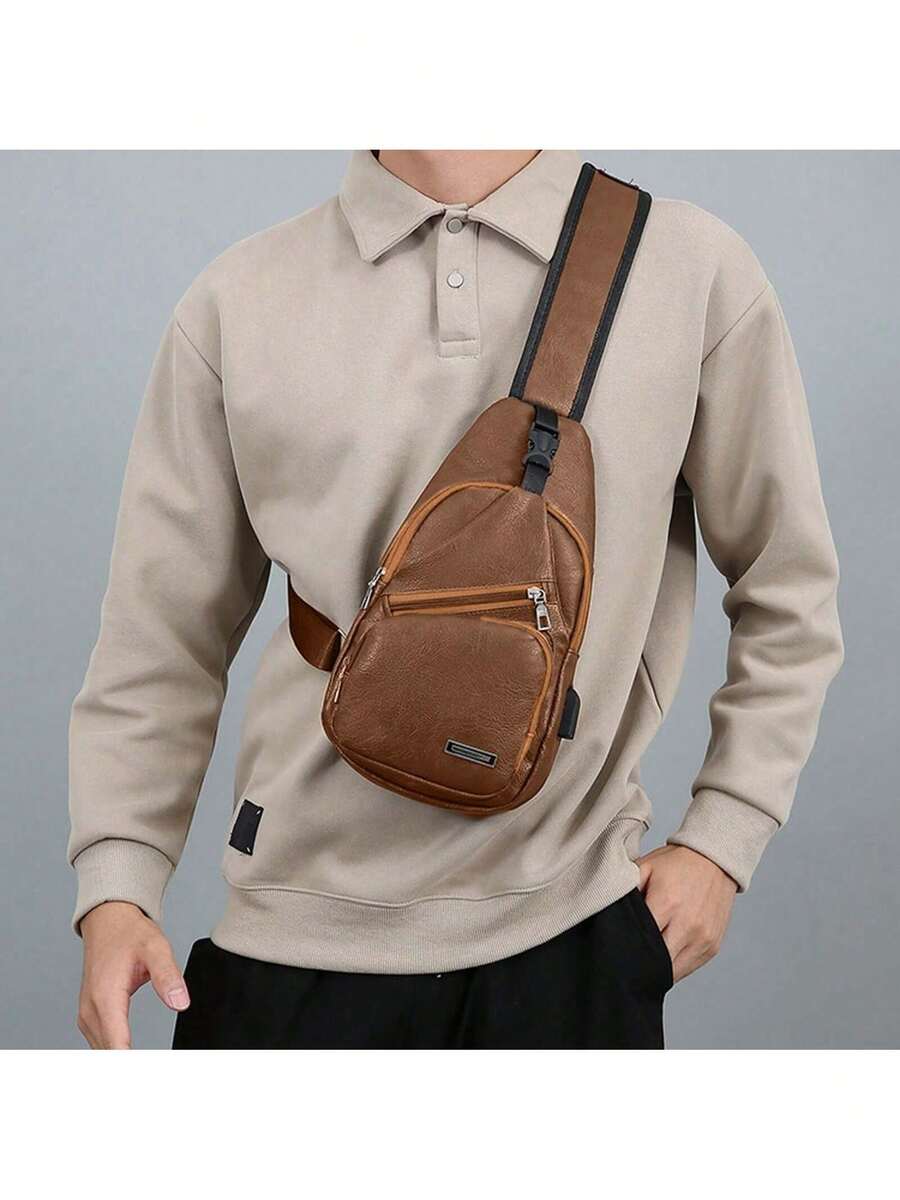Mens PU Leather Sling Bag With - Sling Backpack Shoulder ulasan dan harga