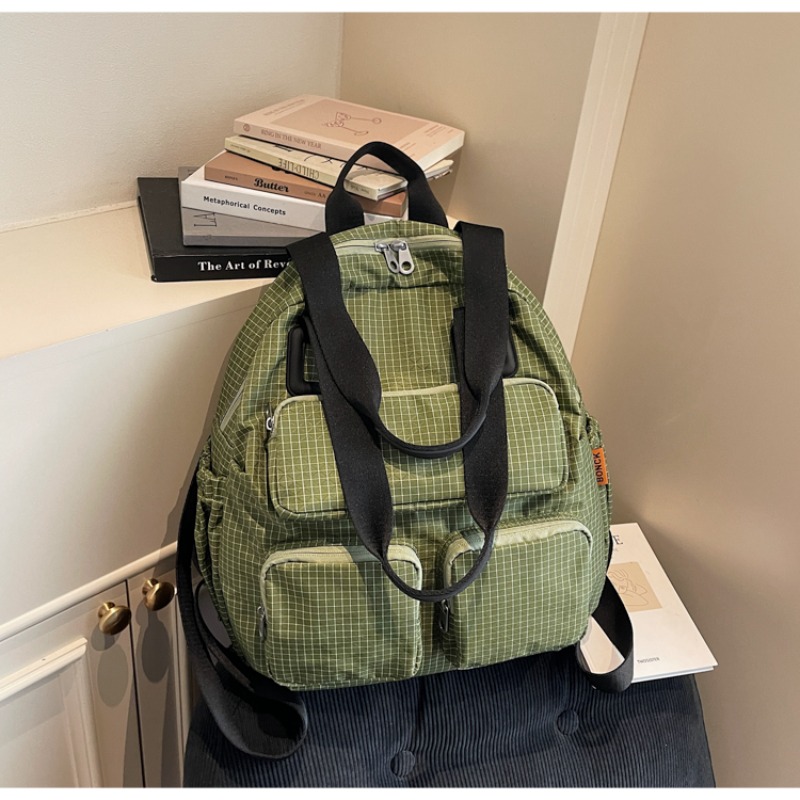 Multi-pocket Checkered Youth B - Canvas Backpack Casual ulasan dan harga