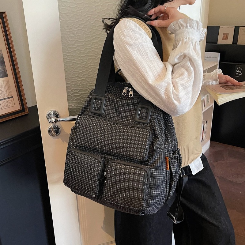 Multi-pocket Checkered Youth B - Canvas Backpack Casual ulasan dan harga