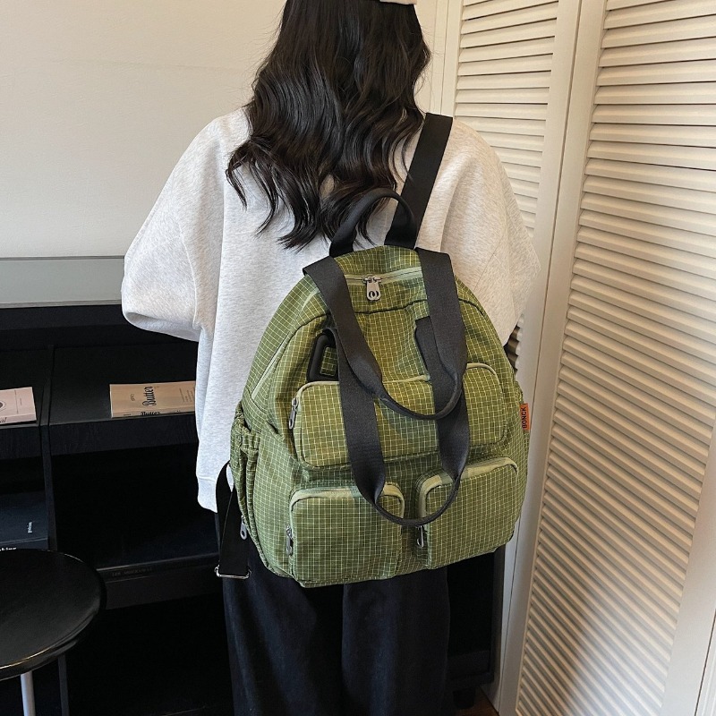 Multi-pocket Checkered Youth B - Canvas Backpack Casual ulasan dan harga