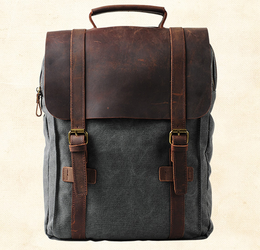 Fashion Male Backpack Leather  - Rucksack Military Style ulasan dan harga