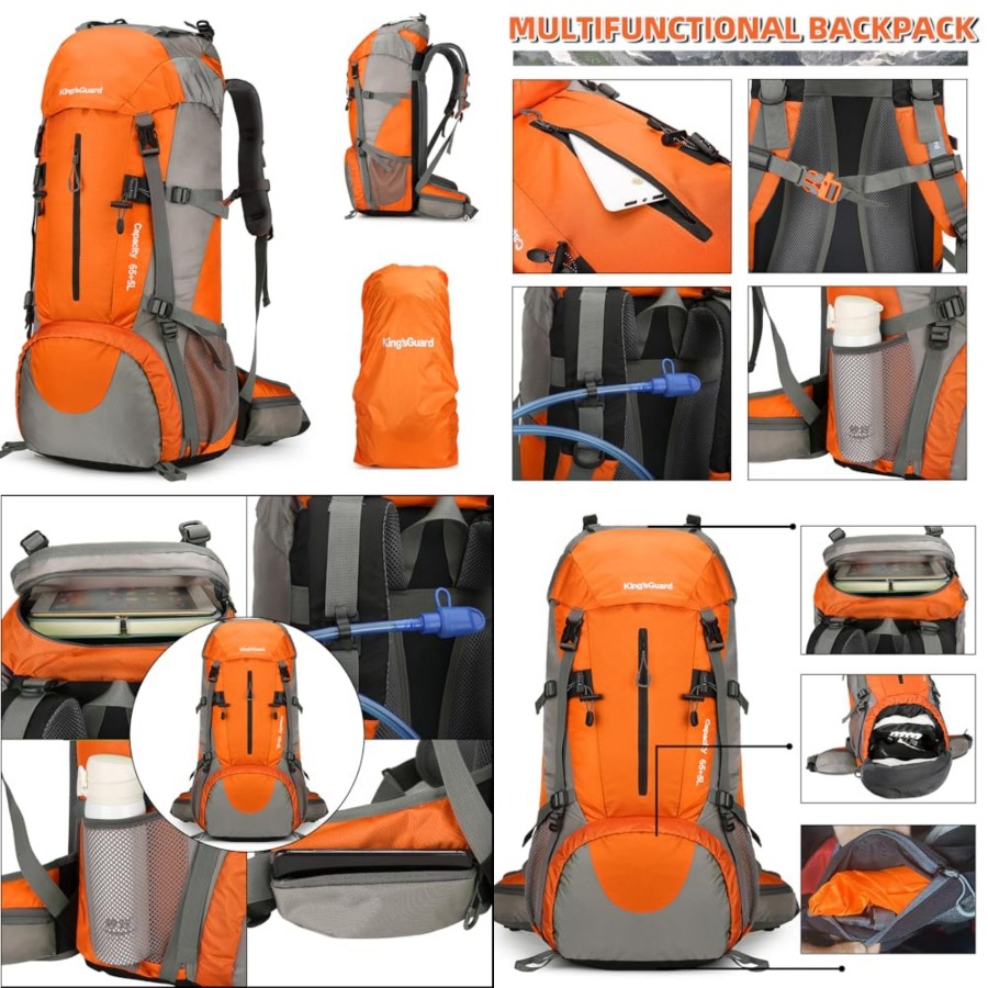 70L Hiking Backpack with Rain  - Rain Cover Backpack ulasan dan harga