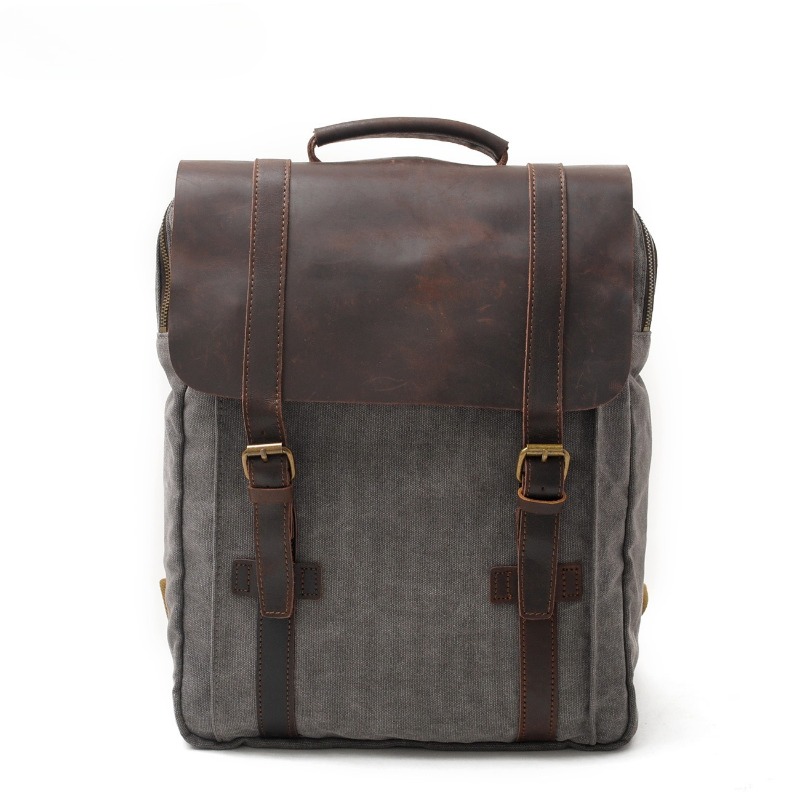 Military Canvas Leather Backpa - Rucksack Military Style ulasan dan harga