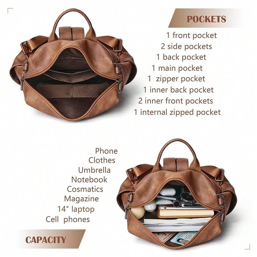 Women Fashion Vintage Brown PU - Fashion Backpack Women ulasan dan harga