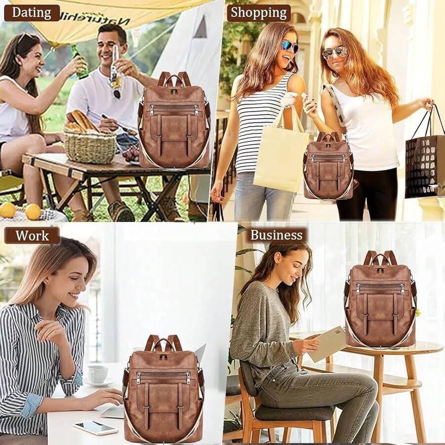 Women Fashion Vintage Brown PU - Fashion Backpack Women ulasan dan harga