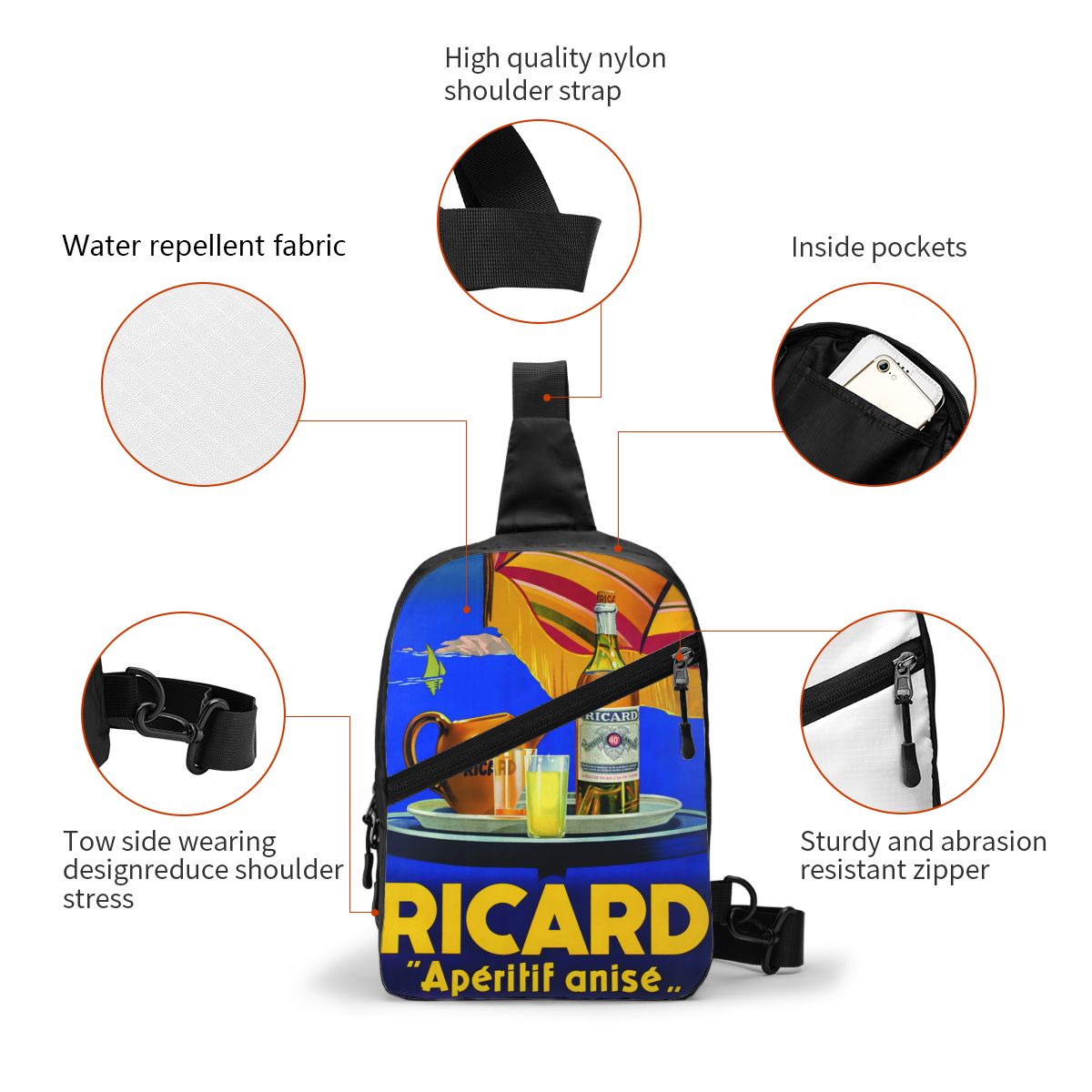 Custom Ricard Sling Chest Bag  - Sling Backpack Shoulder ulasan dan harga