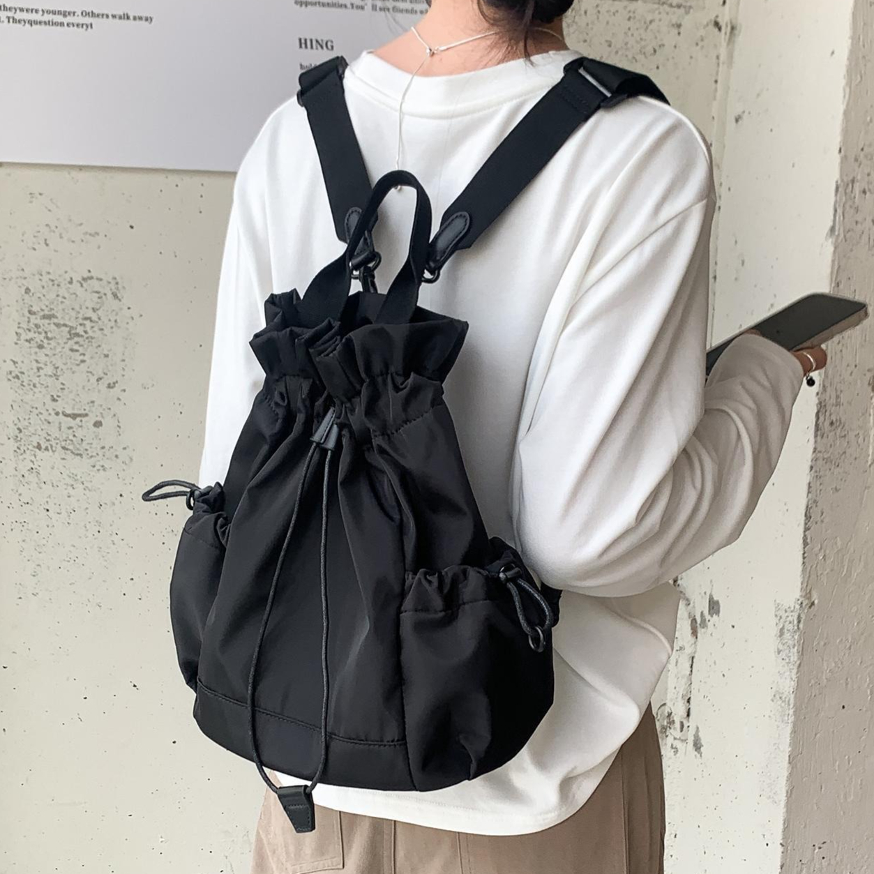 Multi-function Drawstring Buck - Canvas Backpack Casual ulasan dan harga