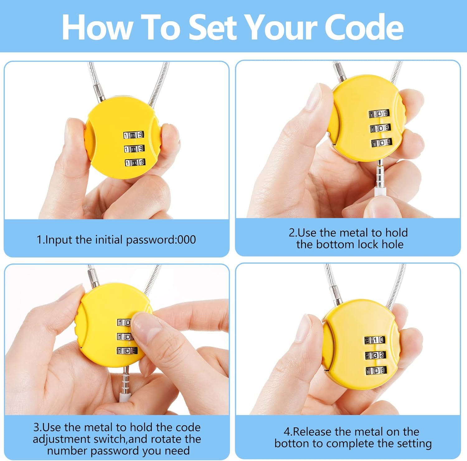 8 Pack Combination Wire Lock 3 - Backpack Lock Combo ulasan dan harga