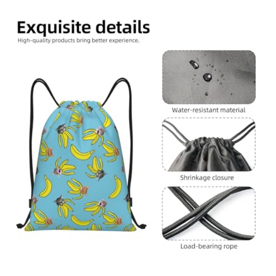 Funny Cat Banana Bananas Draws - Drawstring Gym Bag ulasan dan harga
