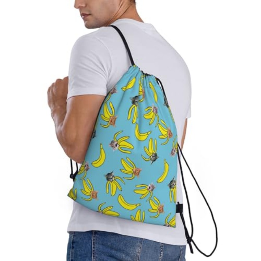 Funny Cat Banana Bananas Draws - Drawstring Gym Bag ulasan dan harga